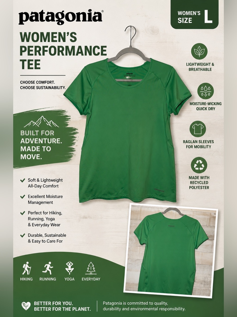 Patagonia Women's Performance Tee - Green